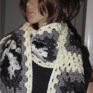 Beautiful Super Long and Wide Scarf Black White Grey READY TO SHIP